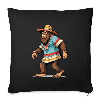 Mexicain Bigfoot Sasquatch Sombrero - Housse de coussin décorative 45 x 45 cm - noir - Devant