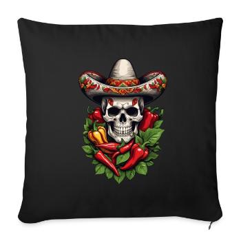 Esthétique Chili Skull Design Style mexicain - Housse de coussin décorative 45 x 45 cm - noir - Devant