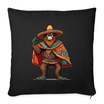 Mexican Bigfoot Sasquatch Sombrero - Sofa pillowcase 17,3'' x 17,3'' (45 x 45 cm) - black - Front