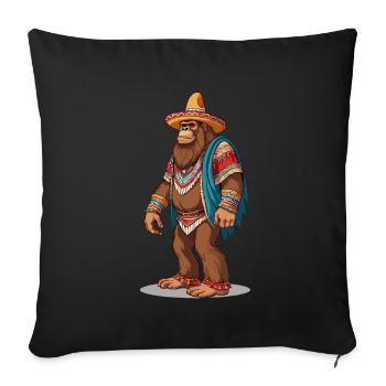 Sasquatch Bigfoot mexicain avec sombrero - Housse de coussin décorative 45 x 45 cm - noir - Devant