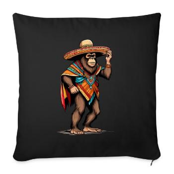 Mexican Bigfoot Sasquatch Sombrero - Sofa pillowcase 17,3'' x 17,3'' (45 x 45 cm) - black - Front