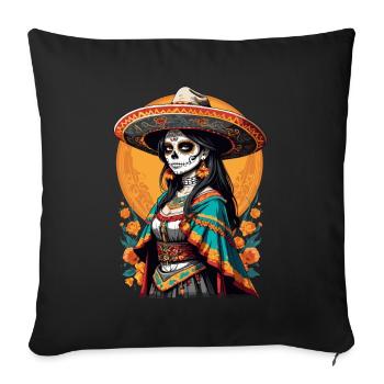 Iconic Sugar Skull Mexico Skull Streetwear - Sofa pillowcase 17,3'' x 17,3'' (45 x 45 cm) - black - Front