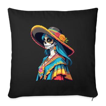 Iconic Sugar Skull Mexican Girl - Sofa pillowcase 17,3'' x 17,3'' (45 x 45 cm) - black - Front