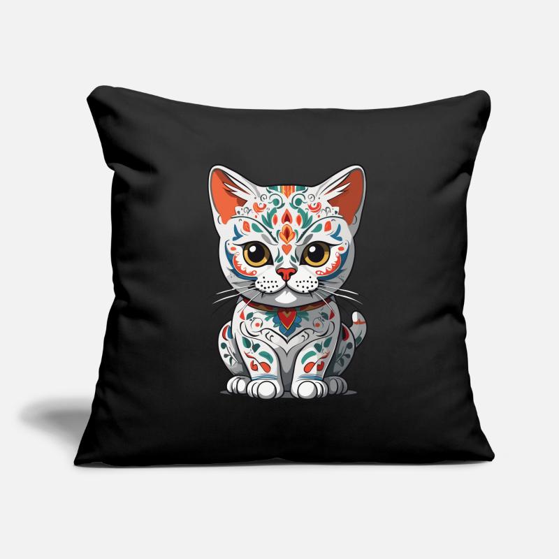 Iconic Sugar Skull Cat Mexican Sofa pillowcase 17,3'' x 17,3'' (45 x 45 cm)