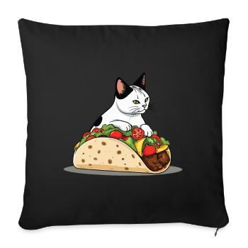 Taco Cat Cinco De Mayo Aesthetic Funny Food - Sofa pillowcase 17,3'' x 17,3'' (45 x 45 cm) - black - Front
