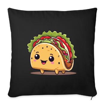 Kawaii Taco Cinco De Mayo Funny Design - Housse de coussin décorative 45 x 45 cm - noir - Devant