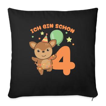 I'm already 4 deer birthday kids - Sofa pillowcase 17,3'' x 17,3'' (45 x 45 cm) - black - Front