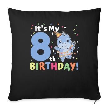 Dino for 8th birthday children eight years old - Sofa pillowcase 17,3'' x 17,3'' (45 x 45 cm) - black - Front