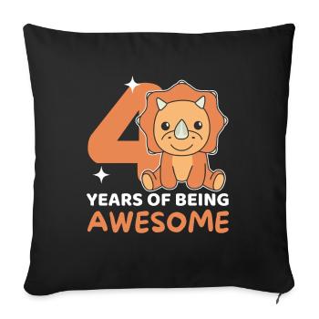Triceratops for 4th birthday children four years - Sofa pillowcase 17,3'' x 17,3'' (45 x 45 cm) - black - Front