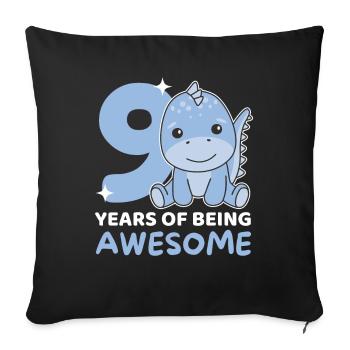 Dino for 9th birthday children nine years old - Sofa pillowcase 17,3'' x 17,3'' (45 x 45 cm) - black - Front