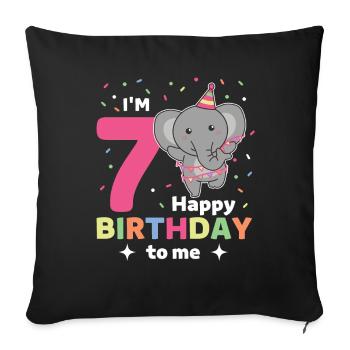 Eléphant pour les enfants de 7 ans - Housse de coussin décorative 45 x 45 cm - noir - Devant