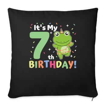 Frog for 7th birthday children seven years old - Sofa pillowcase 17,3'' x 17,3'' (45 x 45 cm) - black - Front