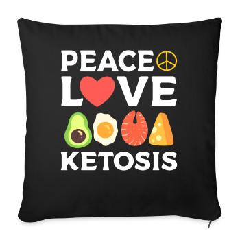 Peace Love Ketosis Fitness-Fanatiker - Sofakissenbezug 45 x 45 cm - Schwarz - Vorne
