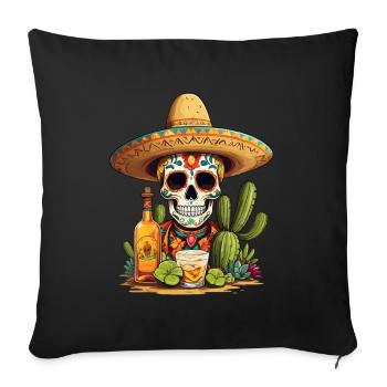 Sugar Skull Tequila Cinco De Mayo Mexique Célébration - Housse de coussin décorative 45 x 45 cm - noir - Devant