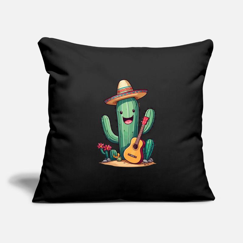 Cactus Mariachi Guitariste Cinco De Mayo Housse de coussin décorative 45 x 45 cm