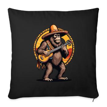 Bigfoot Mexican Mariachi Guitarist Fiesta - Sofa pillowcase 17,3'' x 17,3'' (45 x 45 cm) - black - Front