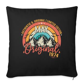 May 1974 May Birthday 1974 May Original - Sofa pillowcase 17,3'' x 17,3'' (45 x 45 cm) - black - Front