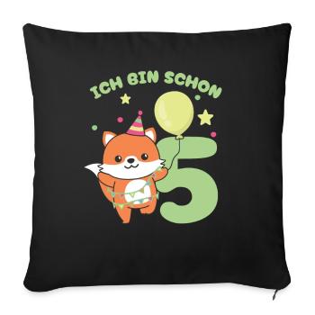 J’ai déjà 5 enfants d’anniversaire de renards - Housse de coussin décorative 45 x 45 cm - noir - Devant