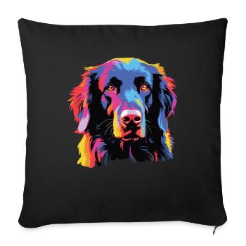 Watercolor Colorful Flat Coated Retriever - Sofa pillowcase 17,3'' x 17,3'' (45 x 45 cm) - black - Front