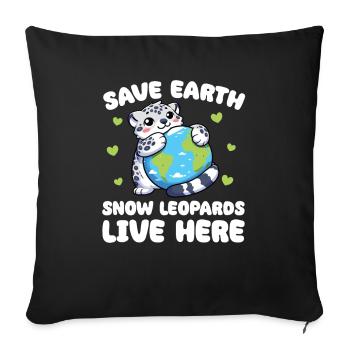 Save the Earth Snow Leopards Live Here Earth - Sofa pillowcase 17,3'' x 17,3'' (45 x 45 cm) - black - Front