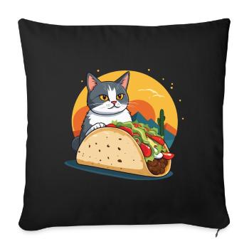 Taco Cat Cinco De Mayo Conception esthétique drôle - Housse de coussin décorative 45 x 45 cm - noir - Devant