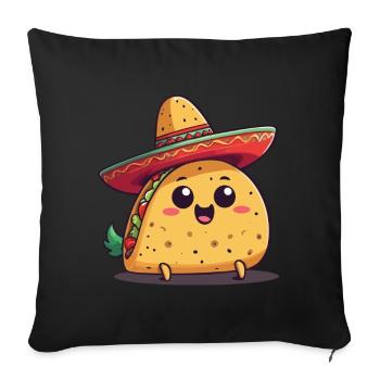 Kawaii Taco Tacos Mexicains Cinco De Mayo - Housse de coussin décorative 45 x 45 cm - noir - Devant