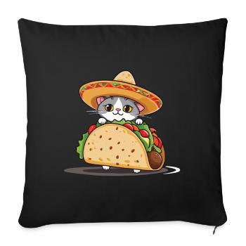 Taco Cat Cinco De Mayo Aesthetic Streetwear - Sofa pillowcase 17,3'' x 17,3'' (45 x 45 cm) - black - Front
