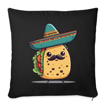Fun Kawaii Taco Mexican Treats - Sofa pillowcase 17,3'' x 17,3'' (45 x 45 cm) - black - Front