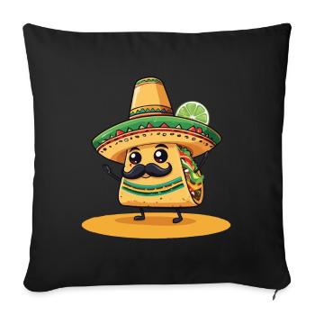 Drôle Kawaii Taco Cinco de Mayo Style - Housse de coussin décorative 45 x 45 cm - noir - Devant