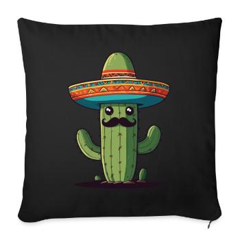 Cactus Fiesta Vacances Mexicaines Drôle - Housse de coussin décorative 45 x 45 cm - noir - Devant