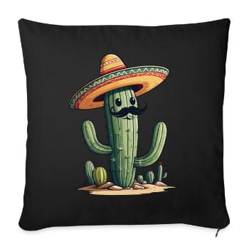 Cactus Fiesta Drôle De Vacances Mexicaines - Housse de coussin décorative 45 x 45 cm - noir - Devant