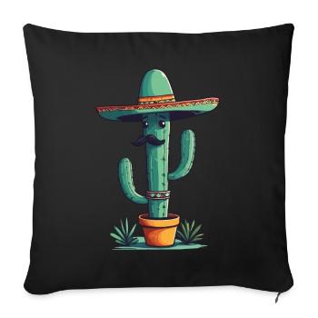 Cactus Fiesta Drôle De Vacances Mexicaines - Housse de coussin décorative 45 x 45 cm - noir - Devant
