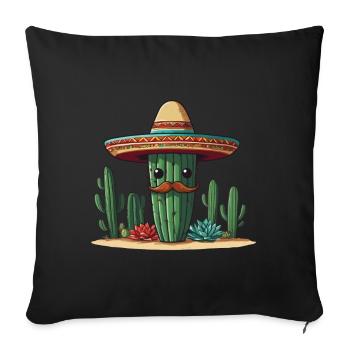 Cactus Fiesta Vacances Mexicaines Drôle - Housse de coussin décorative 45 x 45 cm - noir - Devant