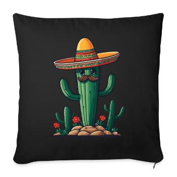 Cactus Fiesta Cacti With Sombrero Funny Design - Sofa pillowcase 17,3'' x 17,3'' (45 x 45 cm) - black - Front