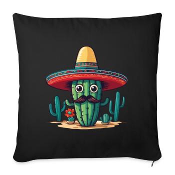 Cactus Fiesta Cacti with Sombrero Cinco de Mayo - Sofa pillowcase 17,3'' x 17,3'' (45 x 45 cm) - black - Front