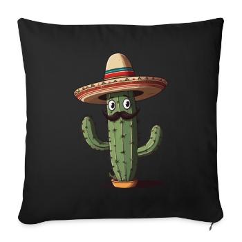 Cactus Fiesta Cacti With Sombrero Funny Design - Sofa pillowcase 17,3'' x 17,3'' (45 x 45 cm) - black - Front