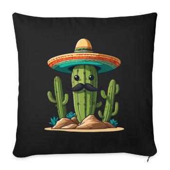 Cactus Fiesta Vacances Mexicaines Drôle - Housse de coussin décorative 45 x 45 cm - noir - Devant