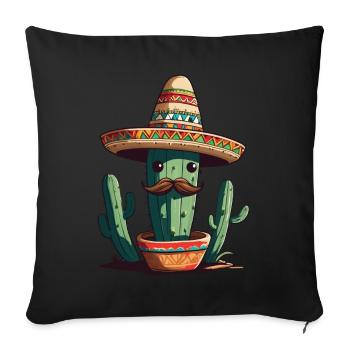 Cactus Fiesta Mexican Holiday Funny - Sofa pillowcase 17,3'' x 17,3'' (45 x 45 cm) - black - Front