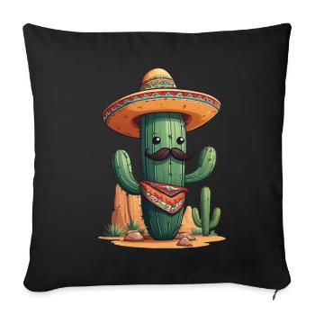 Cactus Fiesta Vacances Mexicaines Drôle - Housse de coussin décorative 45 x 45 cm - noir - Devant