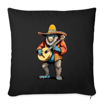 Bigfoot Mexican Mariachi Guitarist Fiesta - Sofa pillowcase 17,3'' x 17,3'' (45 x 45 cm) - black - Front