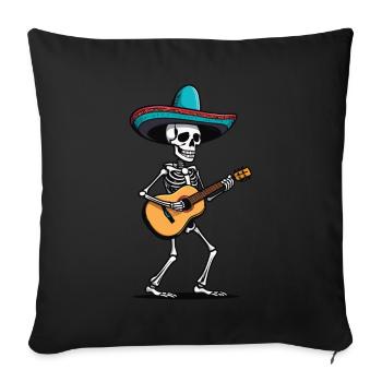 Mexican mariachi skeleton guitarist - Sofa pillowcase 17,3'' x 17,3'' (45 x 45 cm) - black - Front