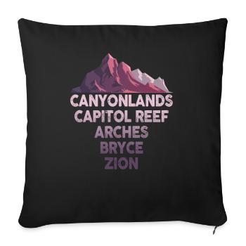 Explorez les montagnes des parcs nationaux de l’Utah - Housse de coussin décorative 45 x 45 cm - noir - Devant