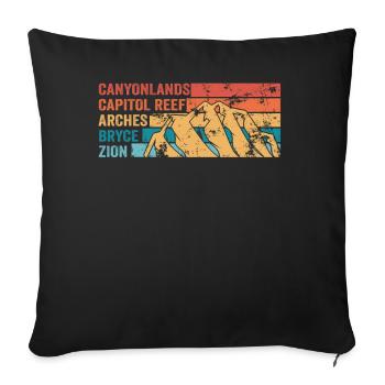 Explorez les montagnes des parcs nationaux de l’Utah - Housse de coussin décorative 45 x 45 cm - noir - Devant