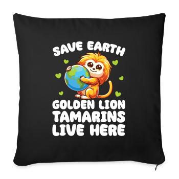 Save the Earth Golden lion tamarins live here - Sofa pillowcase 17,3'' x 17,3'' (45 x 45 cm) - black - Front