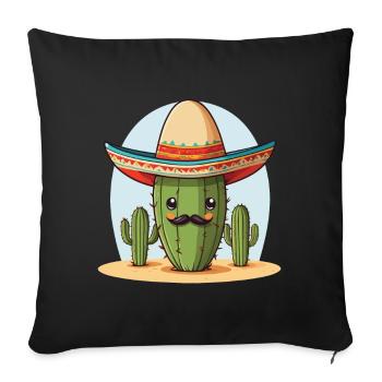 Cactus Fiesta Drôle De Vacances Mexicaines - Housse de coussin décorative 45 x 45 cm - noir - Devant