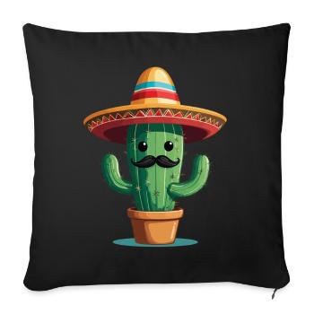 Cactus Fiesta Cactus Avec Sombrero Drôle - Housse de coussin décorative 45 x 45 cm - noir - Devant