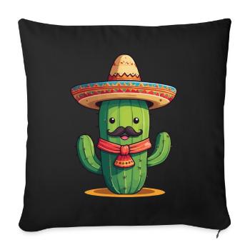 Cactus Fiesta Drôle De Vacances Mexicaines - Housse de coussin décorative 45 x 45 cm - noir - Devant