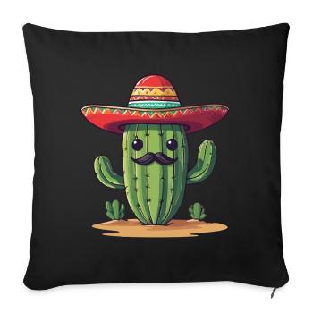 Cactus Fiesta Vacances Mexicaines Drôle - Housse de coussin décorative 45 x 45 cm - noir - Devant