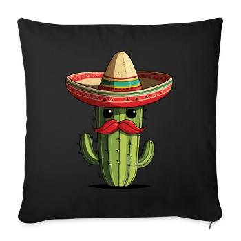 Cactus Fiesta Vacances Mexicaines Drôle - Housse de coussin décorative 45 x 45 cm - noir - Devant