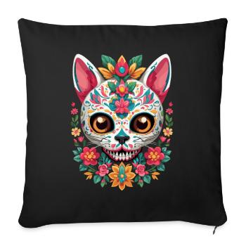 Sugar Skull Cat Mexican Holiday Design - Sofa pillowcase 17,3'' x 17,3'' (45 x 45 cm) - black - Front